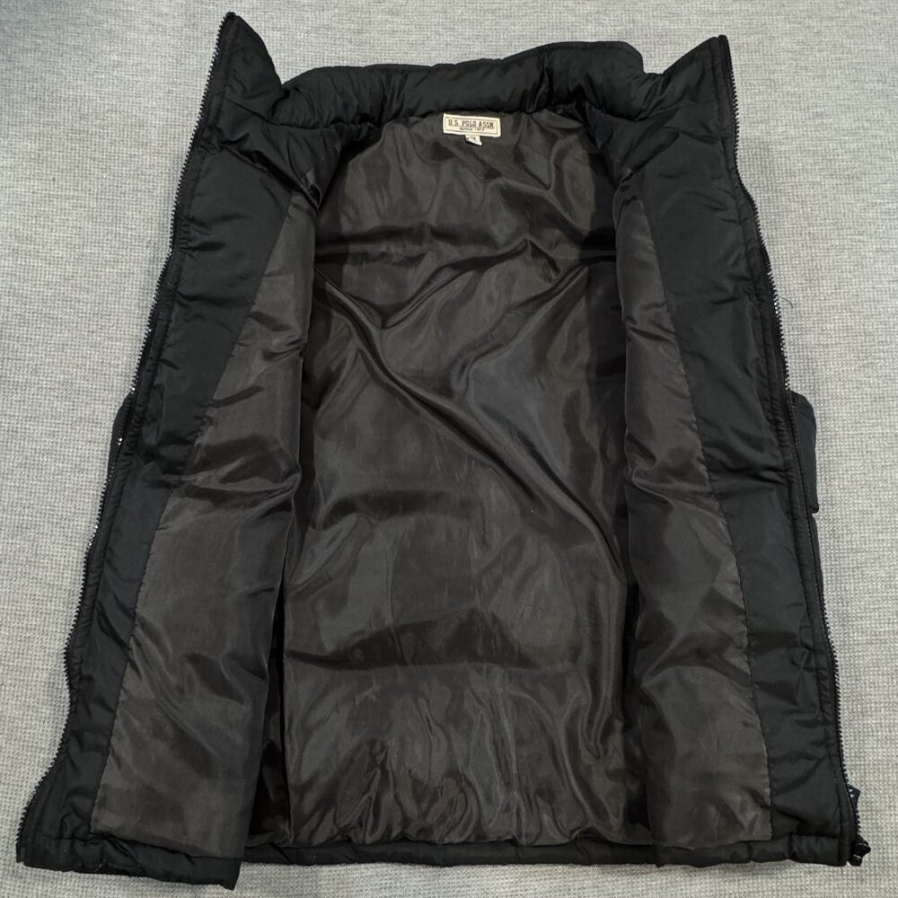 US Polo Assn Mens 2X Black Puffer Vest Hooded Full Zip Outdoor Warm Activewear - Picture 5 of 16